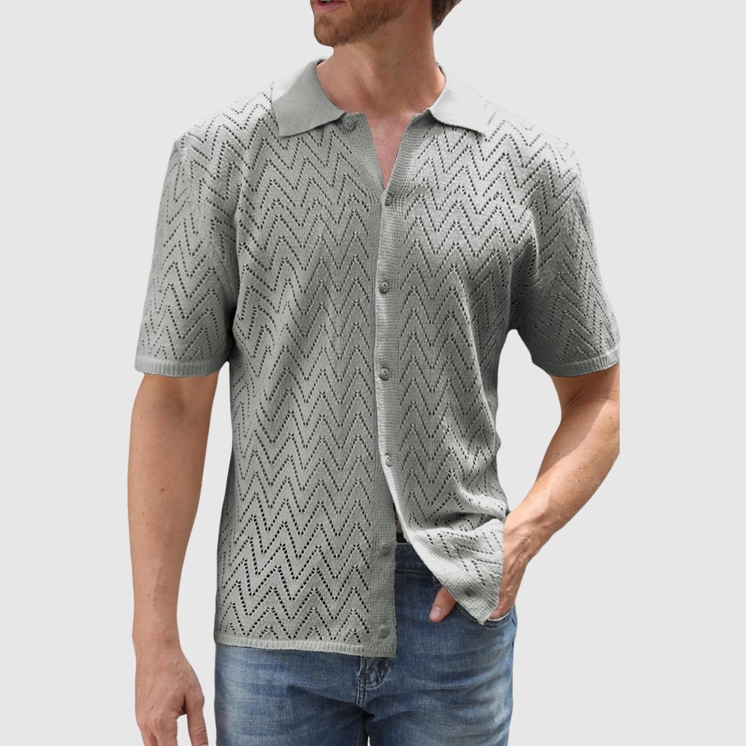 Denis – Pletená košeľa so vzorom v zigu-zagu