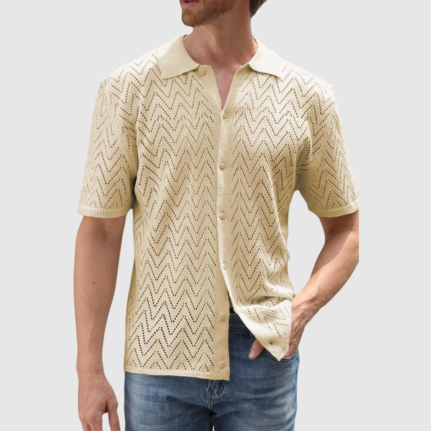 Denis – Pletená košeľa so vzorom v zigu-zagu
