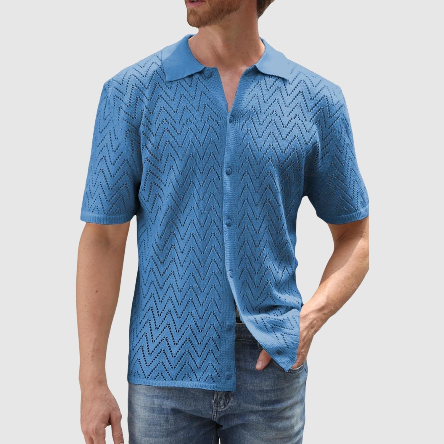Denis – Pletená košeľa so vzorom v zigu-zagu