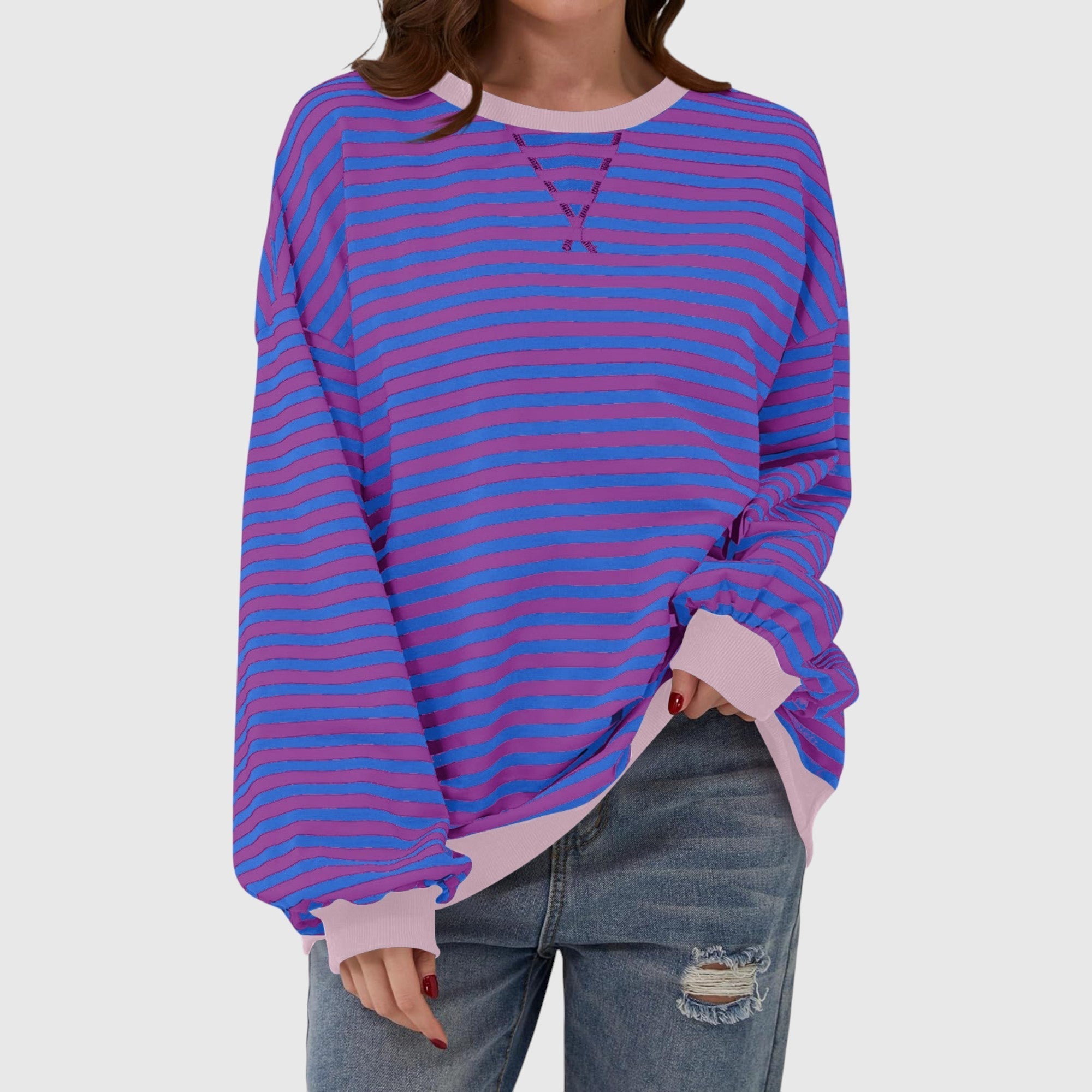 LUKA – Voľná pruhovaná blúzka s dlhým rukávom