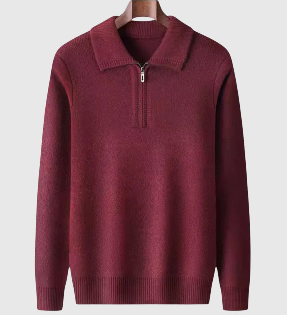 Slavomír - Kašmírový pulóver s štvrtinovým zipsom Gstaad