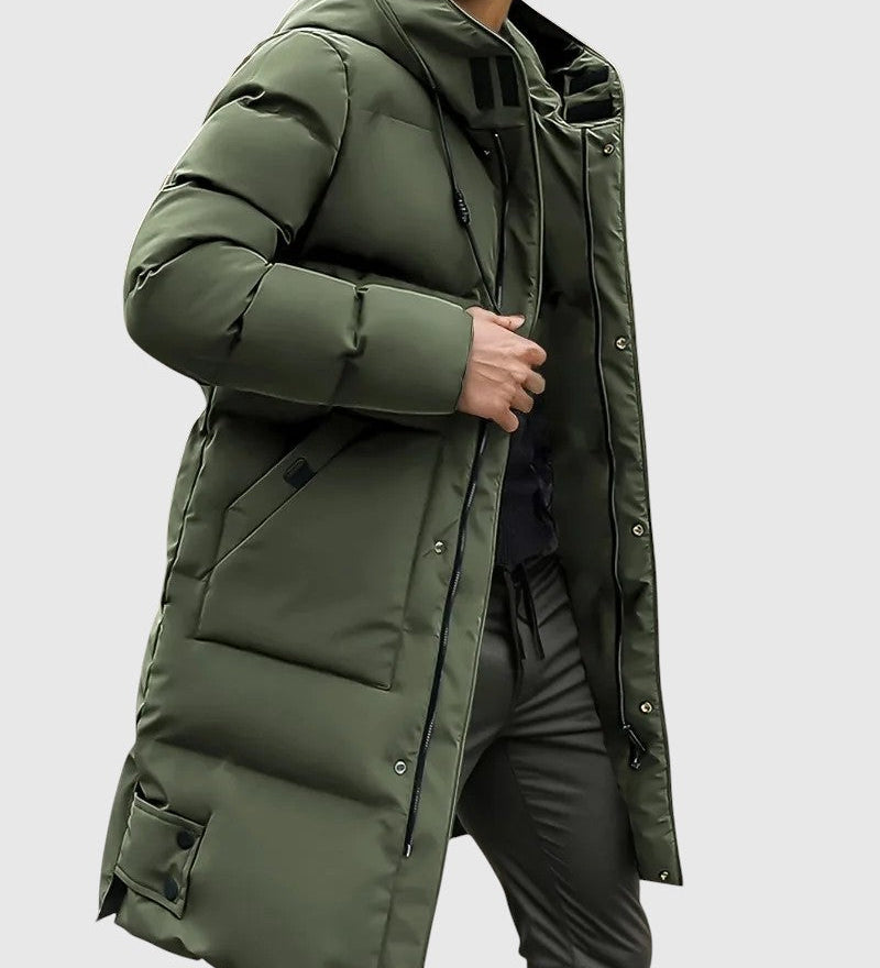 Jan – Dlhý páperový kabát s kapucňou