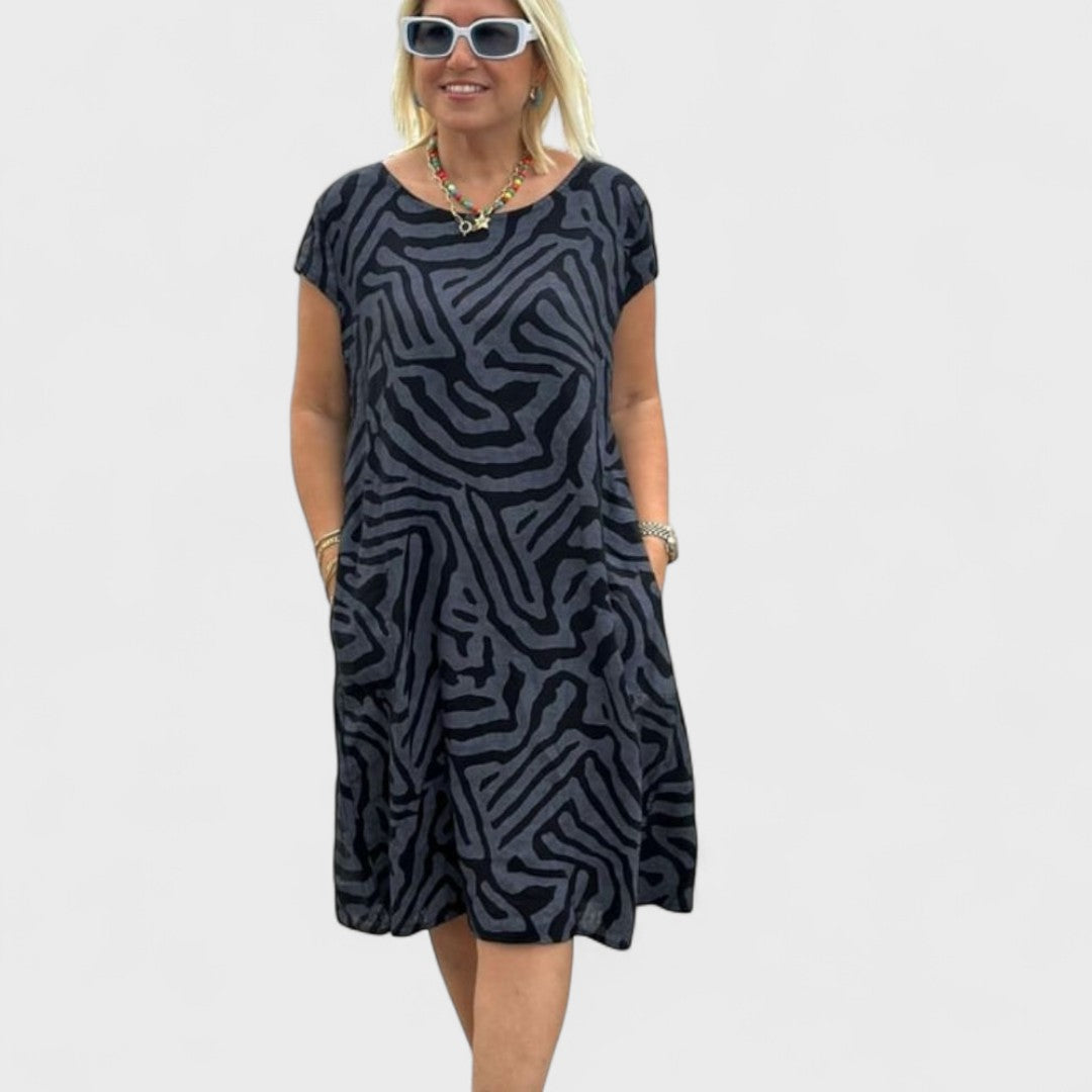 Nelia - Letné Šaty s Okrúhlym Výstrihom