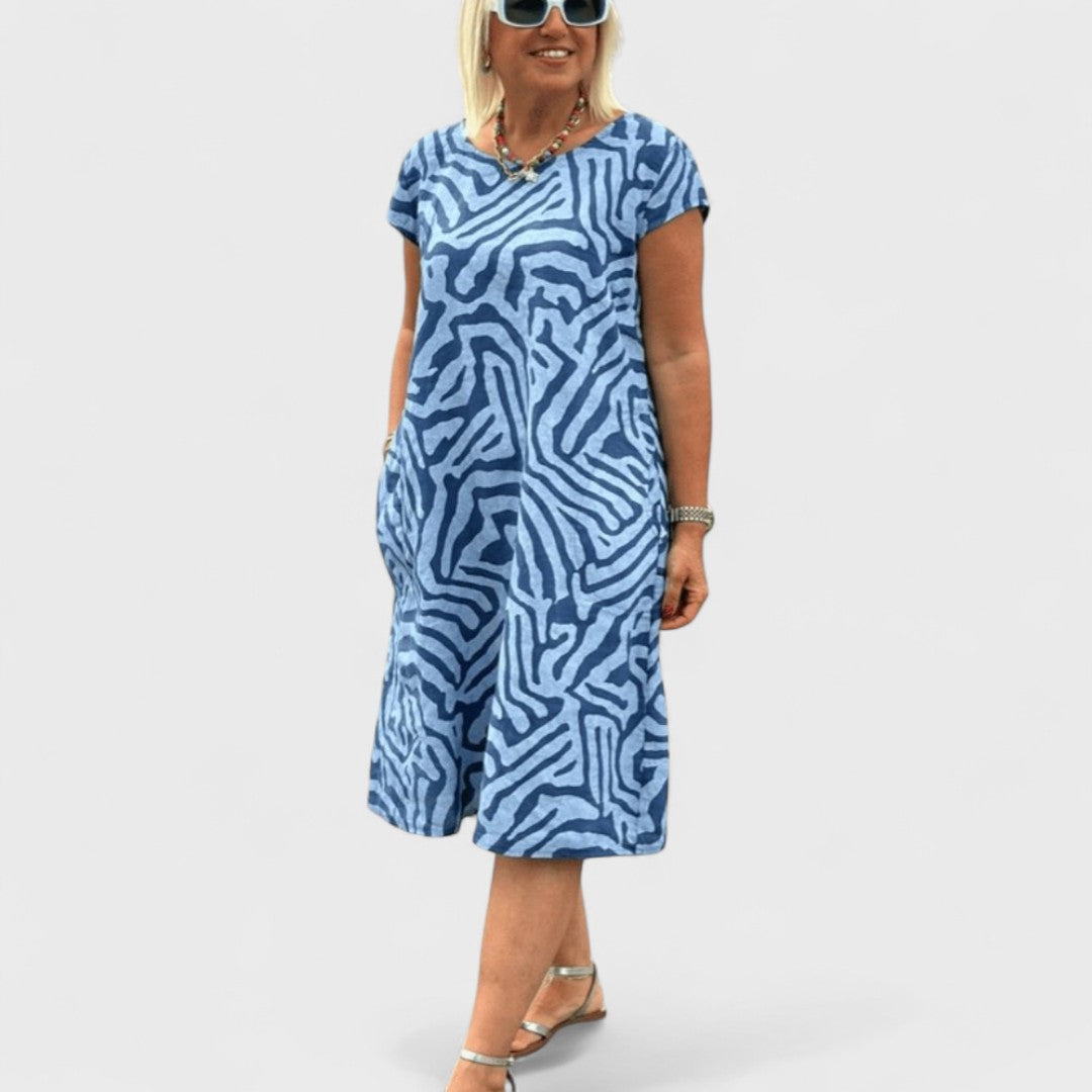 Nelia - Letné Šaty s Okrúhlym Výstrihom