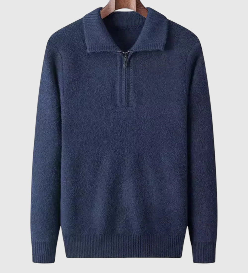 Slavomír - Kašmírový pulóver s štvrtinovým zipsom Gstaad