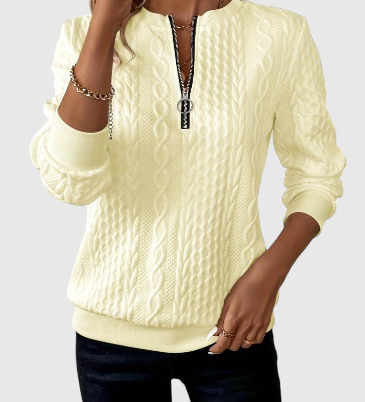 Amalie - Pletený pulóver s pleteným dizajnom na zips