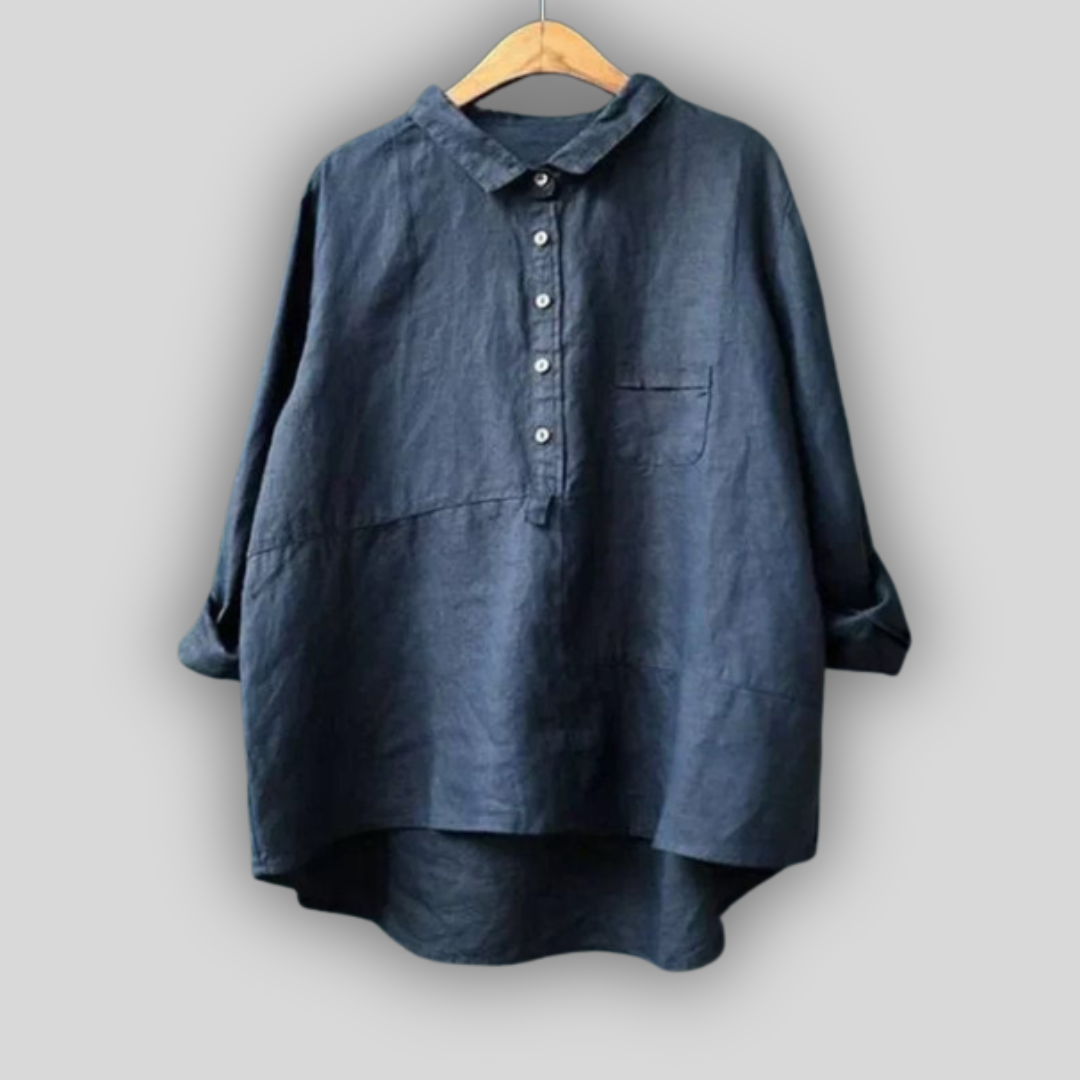 Ľanová Blúzka Zelená Jednoduchosť