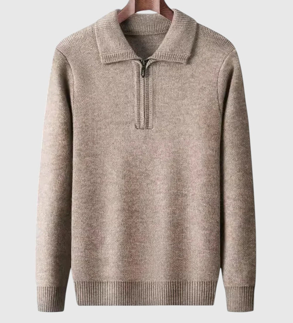 Slavomír - Kašmírový pulóver s štvrtinovým zipsom Gstaad