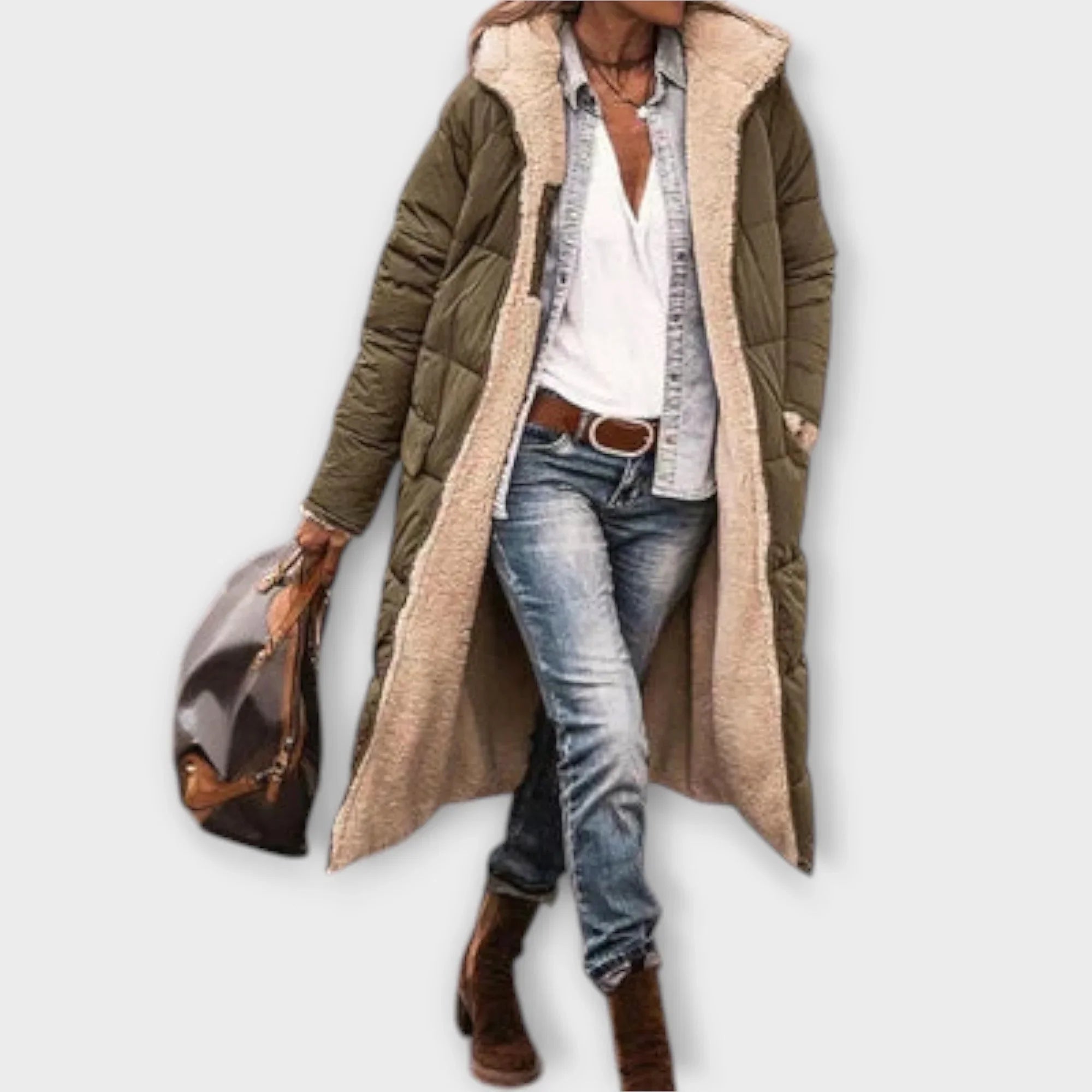 Kora - Teplý kabát s koženou podšívkou