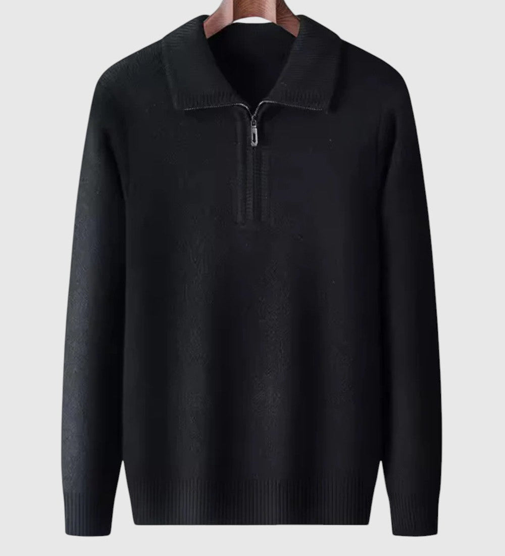 Slavomír - Kašmírový pulóver s štvrtinovým zipsom Gstaad