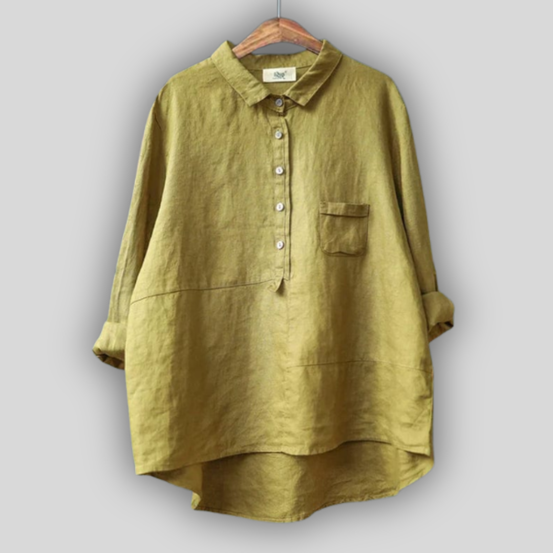 Ľanová Blúzka Zelená Jednoduchosť