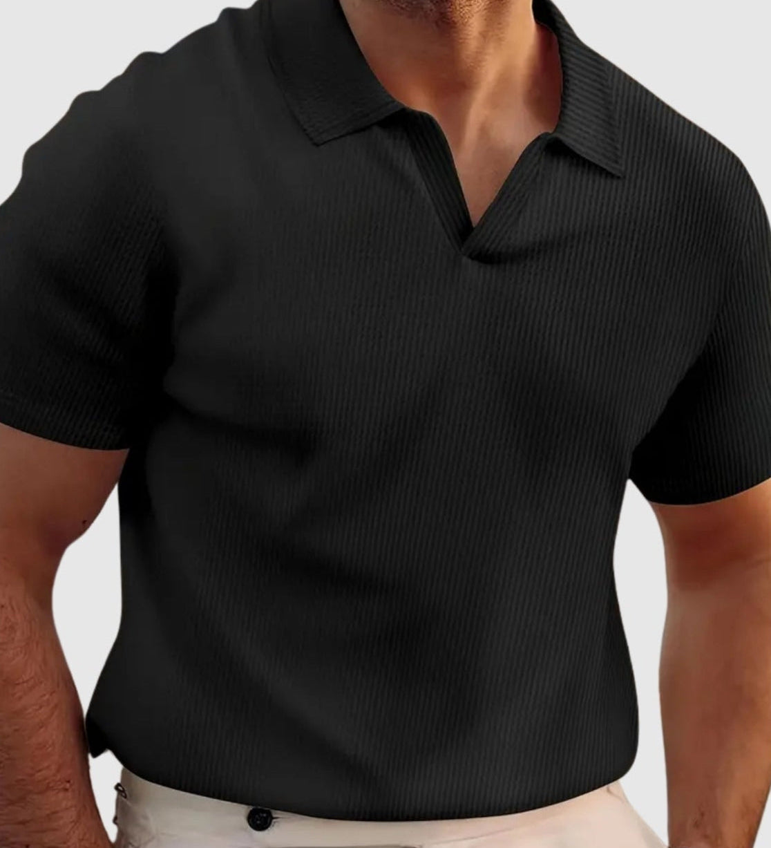 Norbert – Ribaná tričko s V-krkom