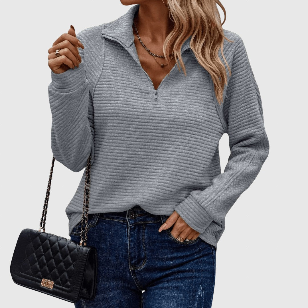Lenka - Elegantný pulóver s polovičným zipsom
