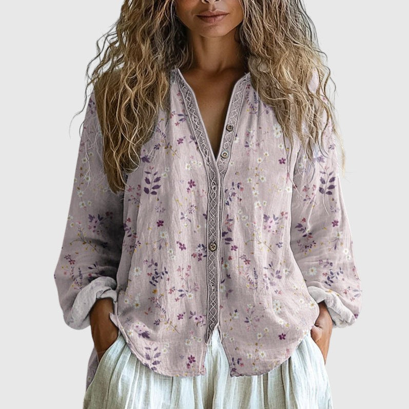 Ambré - Vintage Košeľa s Tlačou Listov