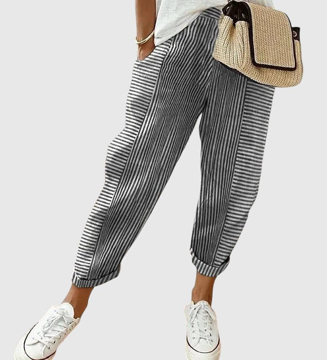 Nina – Elegantné pruhované nohavice