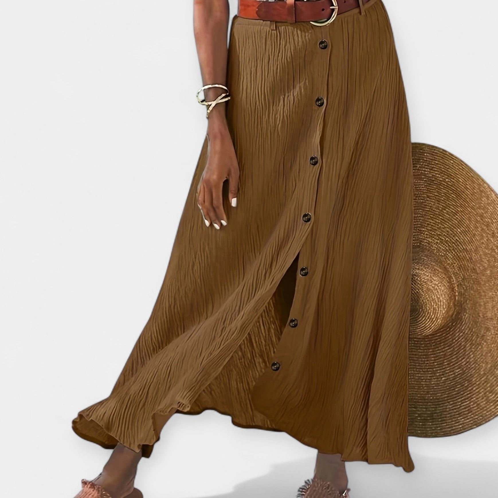 Polopriehľadná midi sukňa s rozparkom