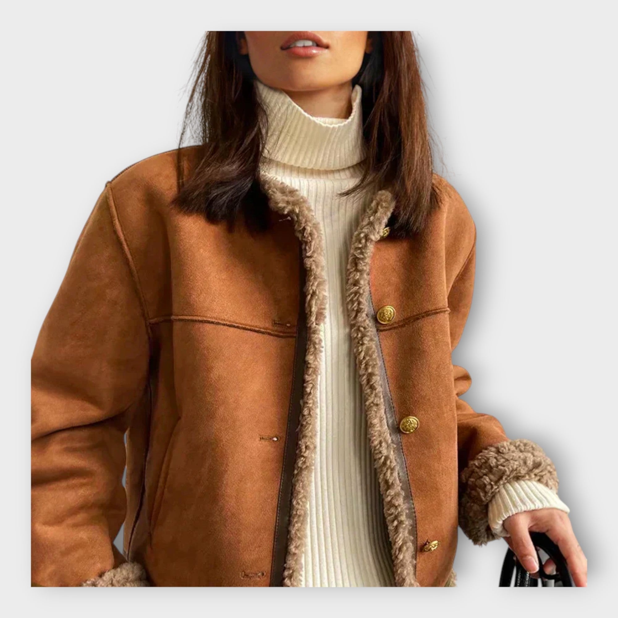 Elegantná kožená bunda s teplou podšívkou a klasickým štýlom