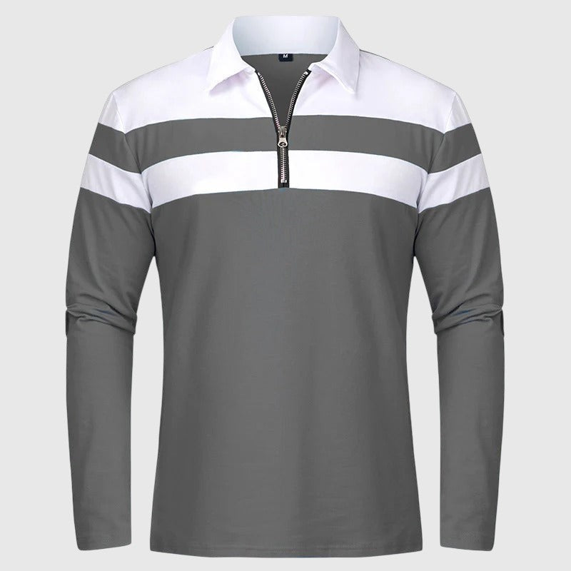 Ľubomír - Elegantný pulóver so zipsom a prúžkami