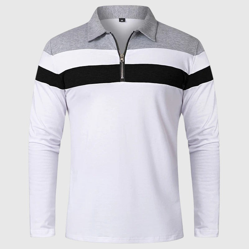 Ľubomír - Elegantný pulóver so zipsom a prúžkami