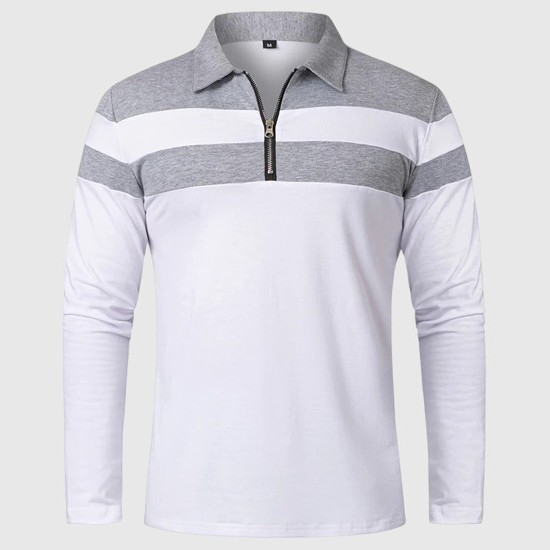 Ľubomír - Elegantný pulóver so zipsom a prúžkami