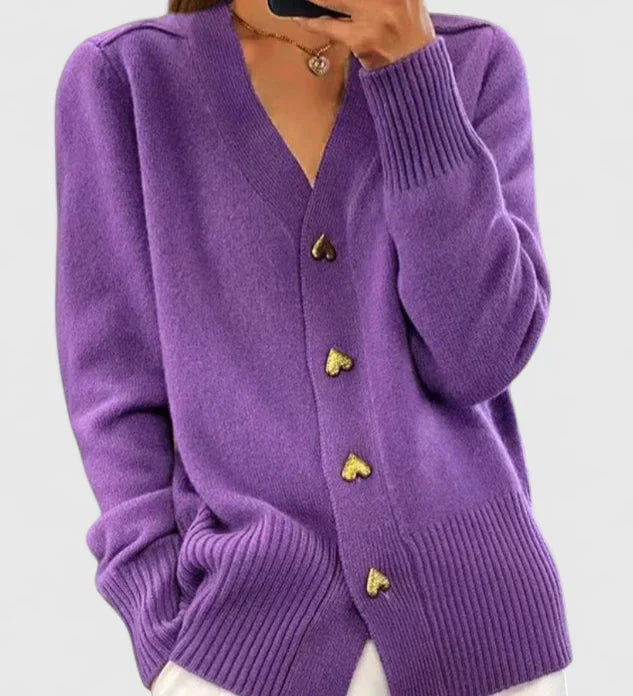 Katrin - Pletený kardigán s gombíkmi v tvare srdca