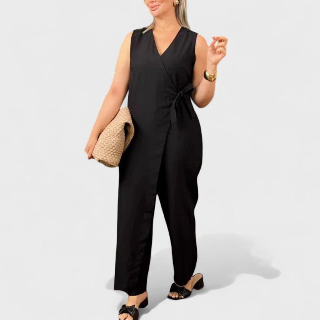 Milena - Elegantný overal s V-čkovým výstrihom