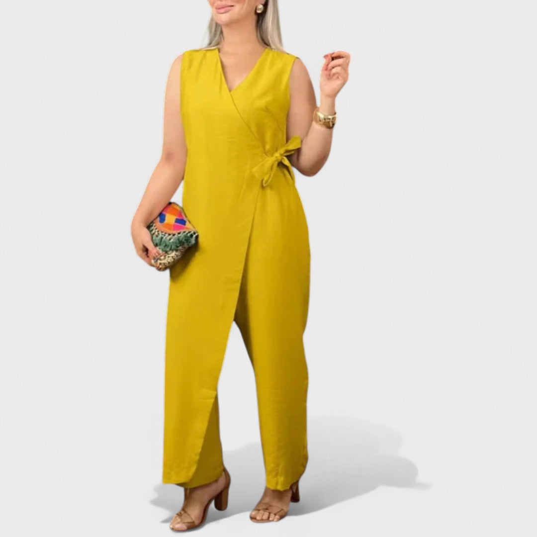 Milena - Elegantný overal s V-čkovým výstrihom