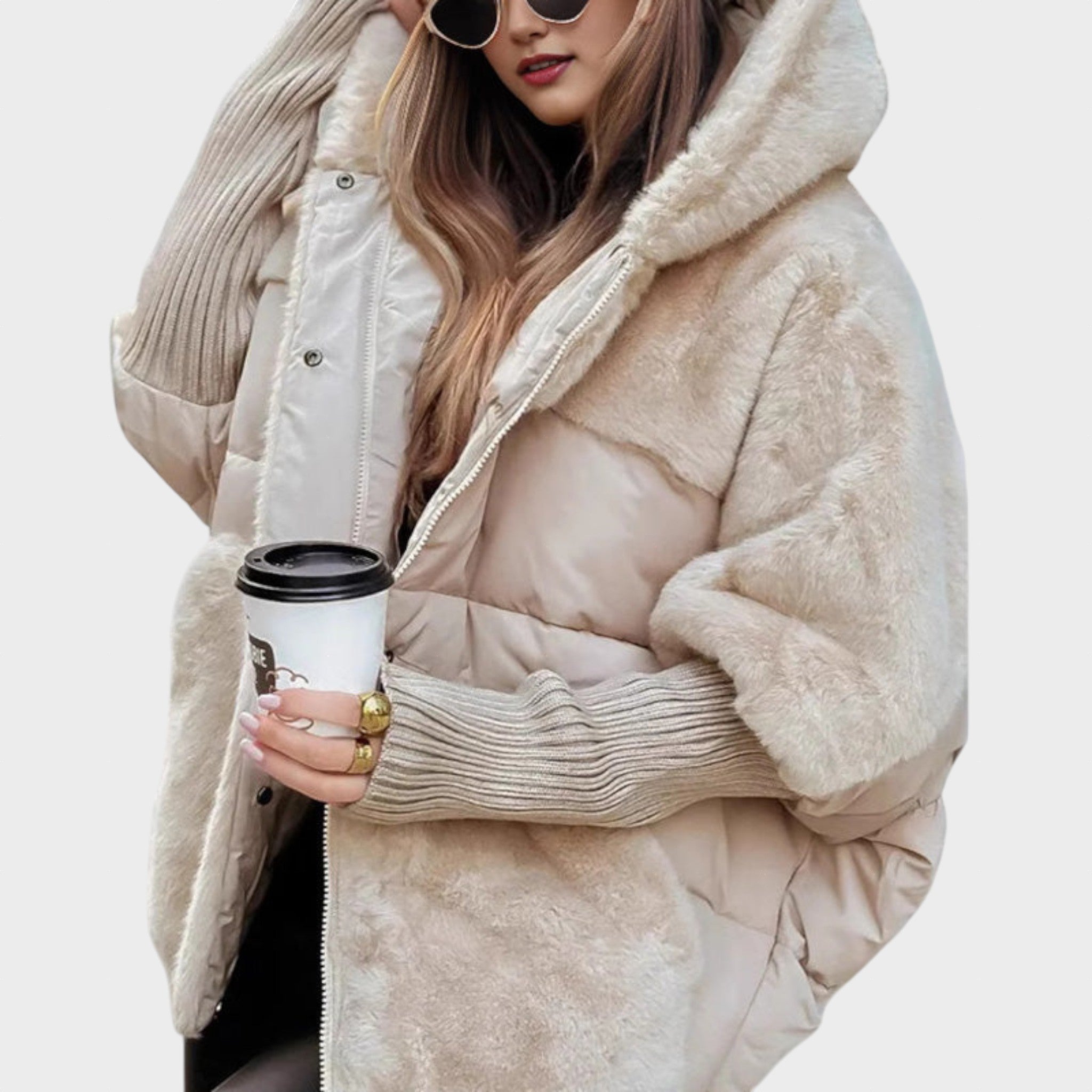 Eurelia – Kabát s Kapucňou z Umelého Kožušiny